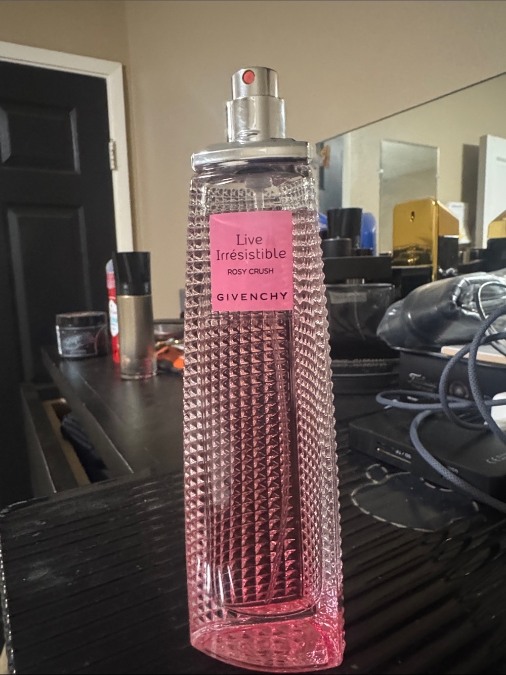 Givenchy Pink Textured Glass Spray Perfume Bottle